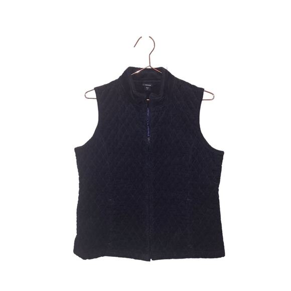 Basic Editions Women's  blue Full Zip Quilted corduroy Vest - Size small - Picture 1 of 7